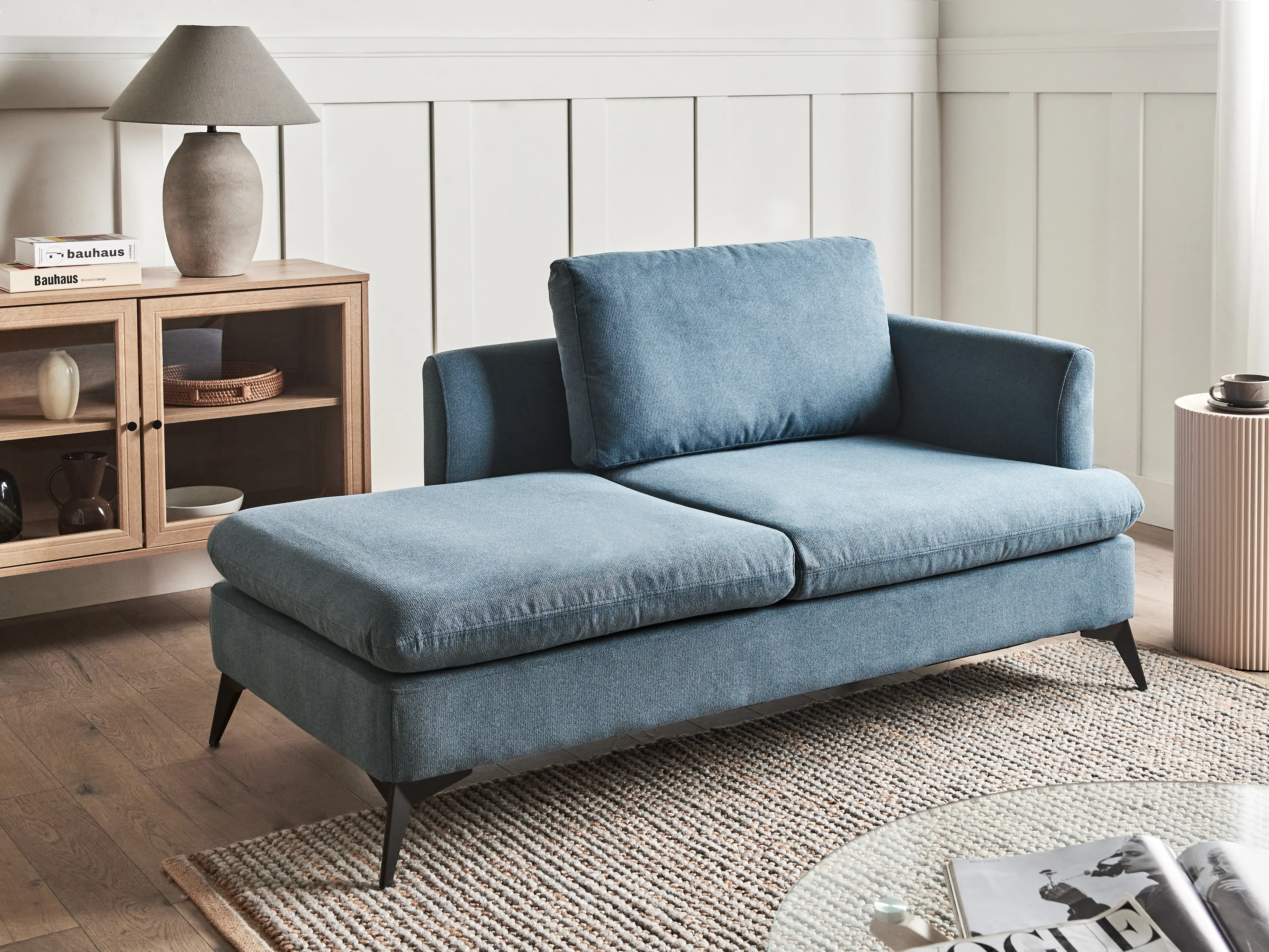 Rechtszijdige chaise longue SIEVOZ Stof Blauw