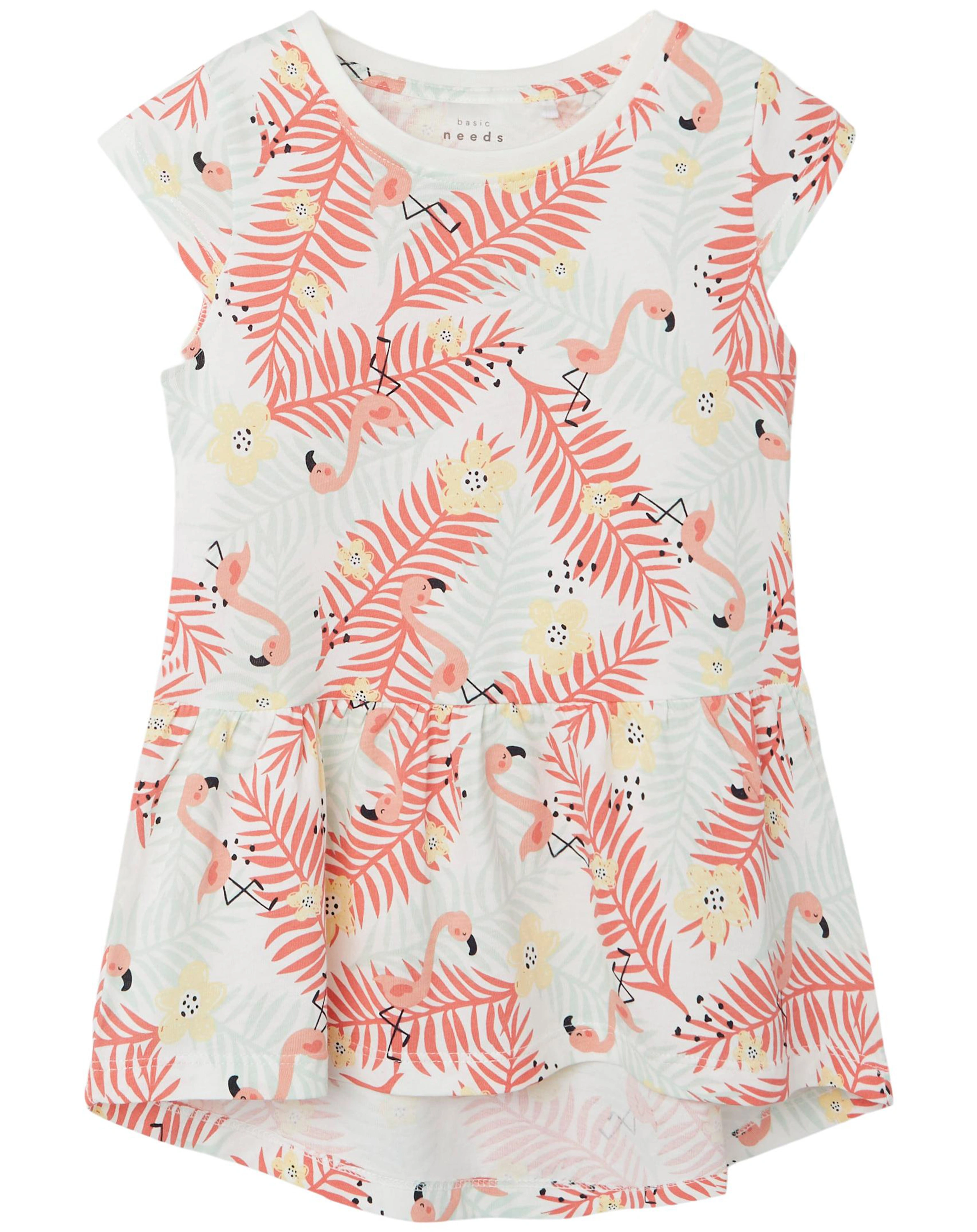 Kurzarm-Kleid NMFVIGGA TROPICAL in white alyssum
