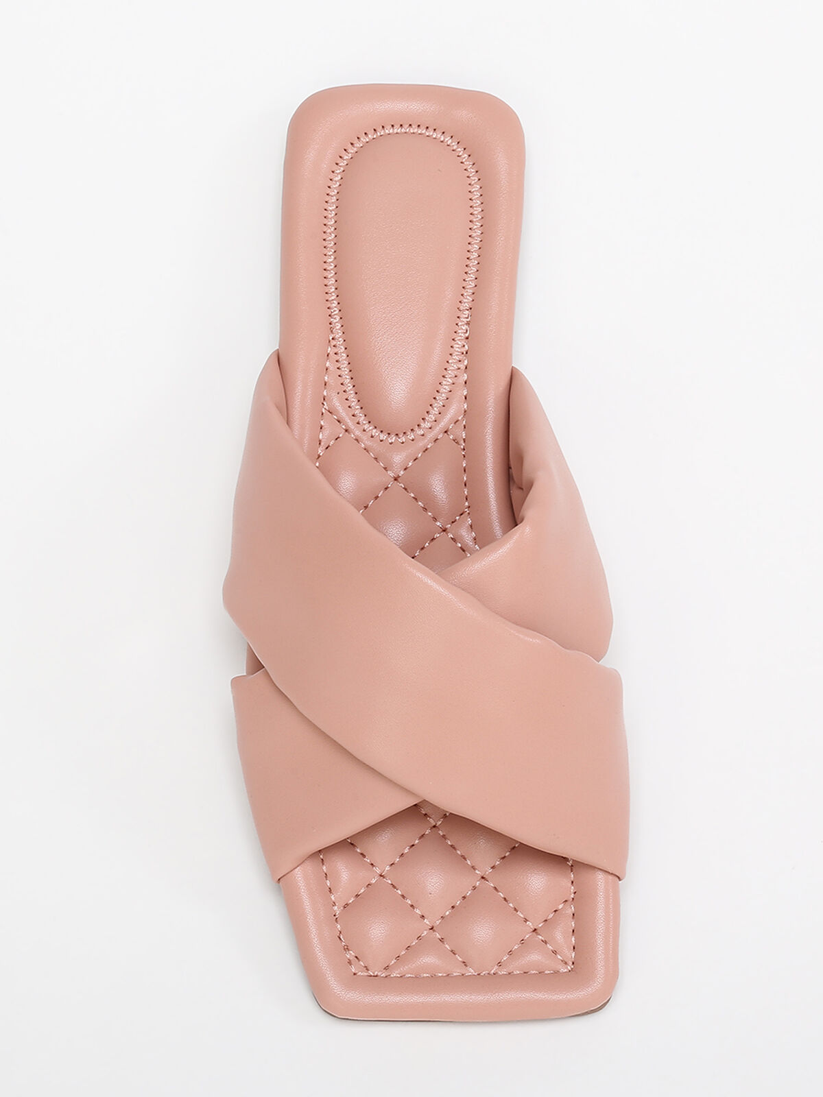 Mules à larges brides croisées- Rose