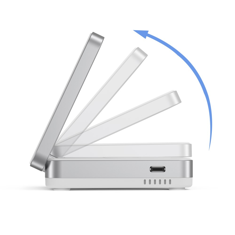 (15W) 3in1 Magnetisches Ladegerät Qi2 Wireless Charger Ladegerät Faltbare Ladestation für Apple iPhone / Apple Airpods / Apple Watch - Weiss