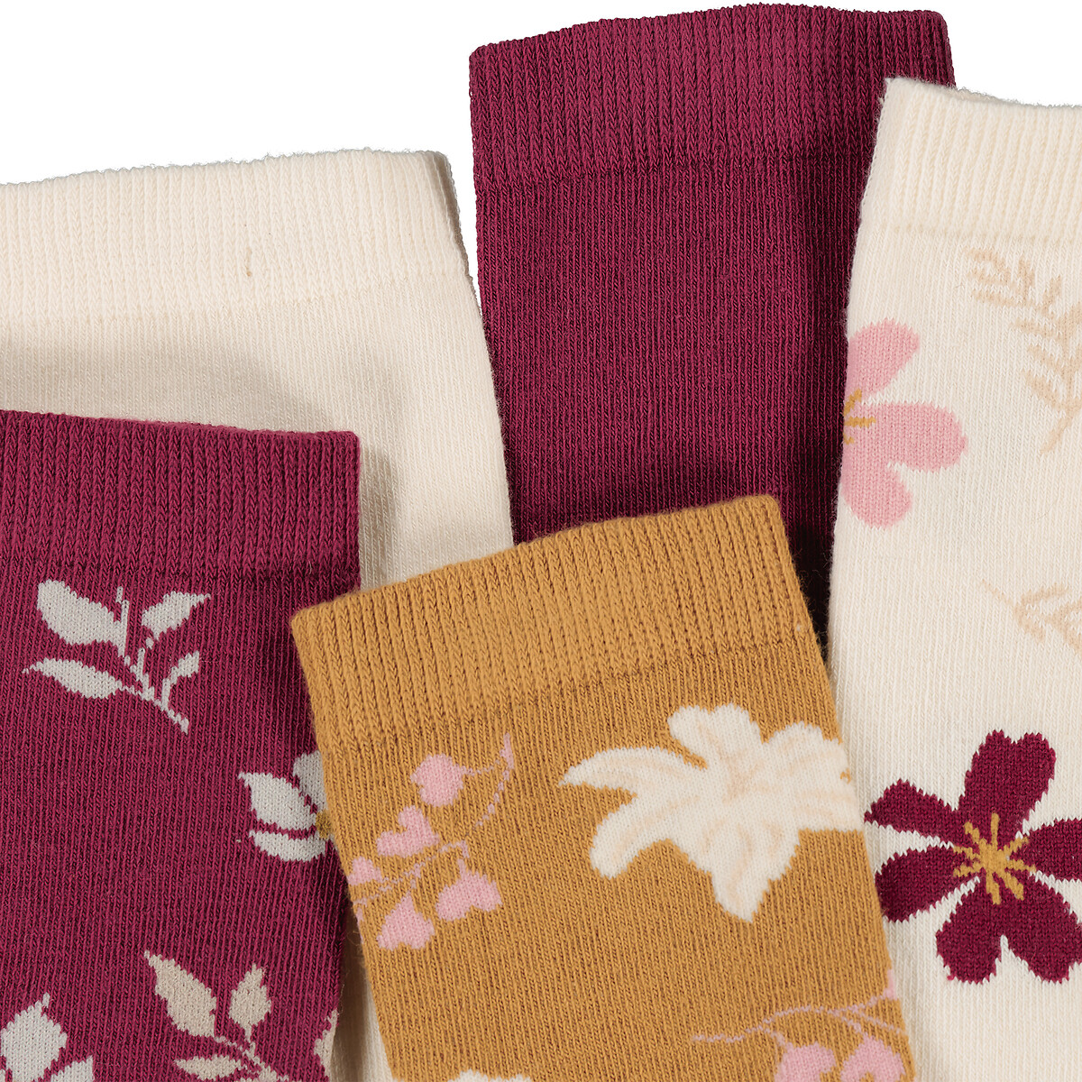 COLEÇÃO LA REDOUTE<br>Conjunto de 5 pares de meias, florais e lisas
