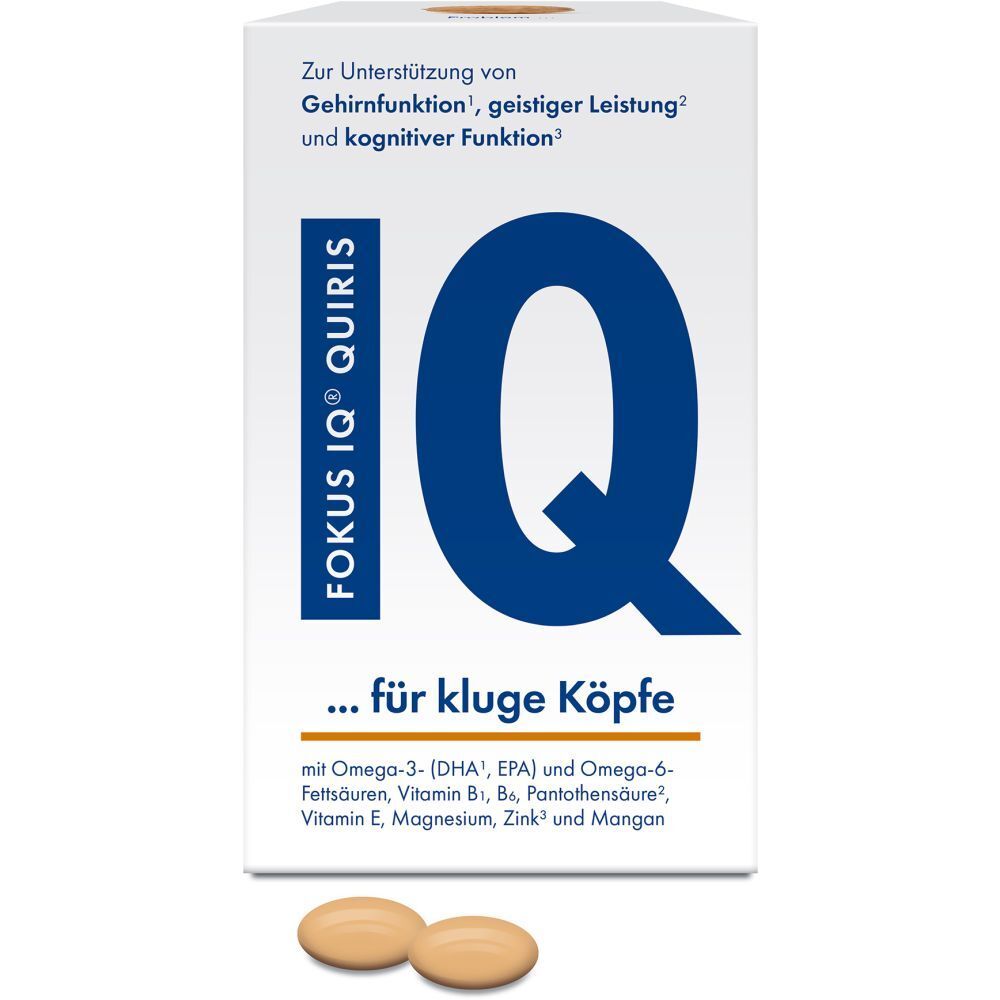 FOKUS IQ QUIRIS zur Unterstützung geistiger Leistungsfähigkeit mit Omega-3 und 6 und Vitamin-Mineralstoff Komplex