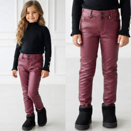 Shine Rebel Coated Pants - Burgundy