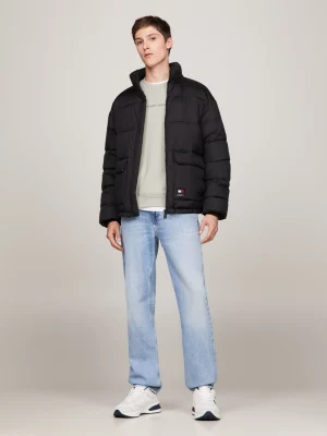 Jaqueta puffer com logo nas costas