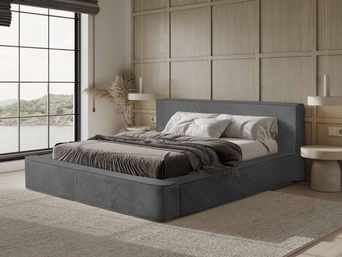 Luxusbetten24 Designer Polsterbett Harmon 120x200 mit Stauraum | Bezug: Cord | Farbe: Anthrazit