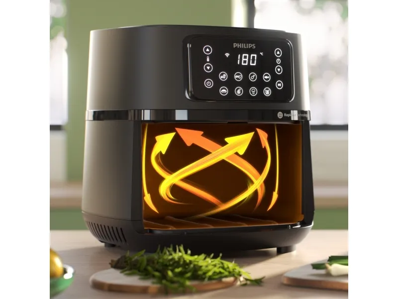 Philips Series 5000 Connected HD9285 XXL - Varmluftsrister - 7.2 liter - 2 kW - mørk sølv/sort