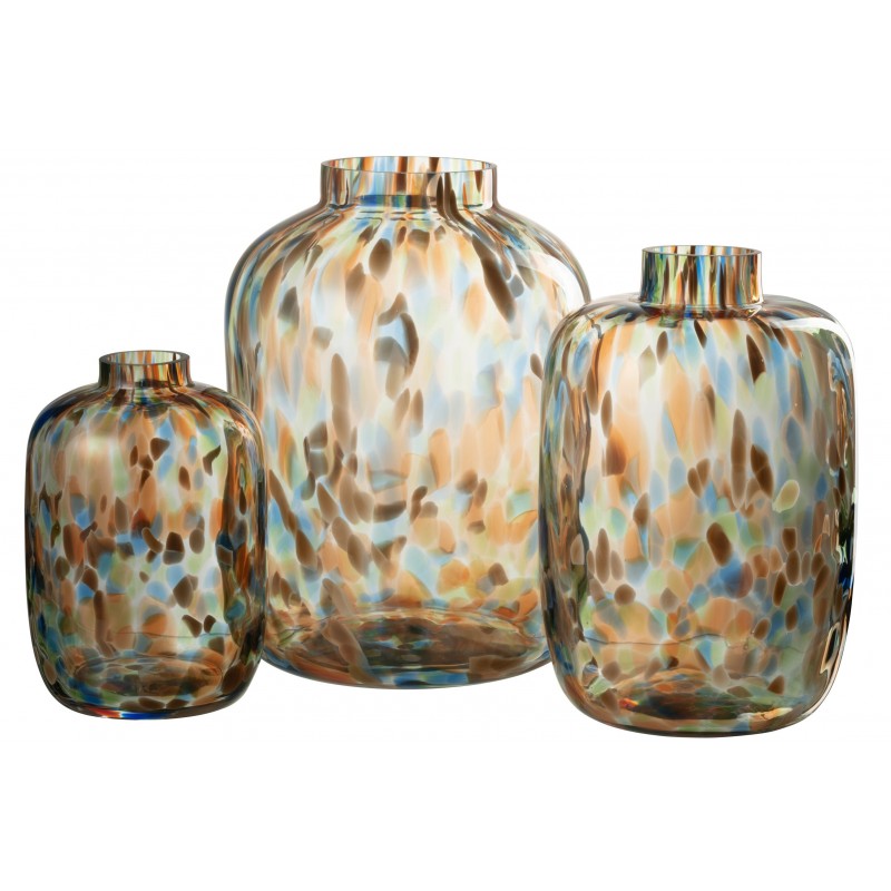 Vase avec taches en verre multicouleur 14x14x21 cm