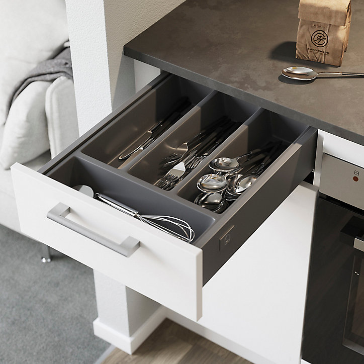 Façade de cuisine 1 porte et 1 tiroir Balsamita blanc mat l. 40 cm x H. 72 cm GoodHome