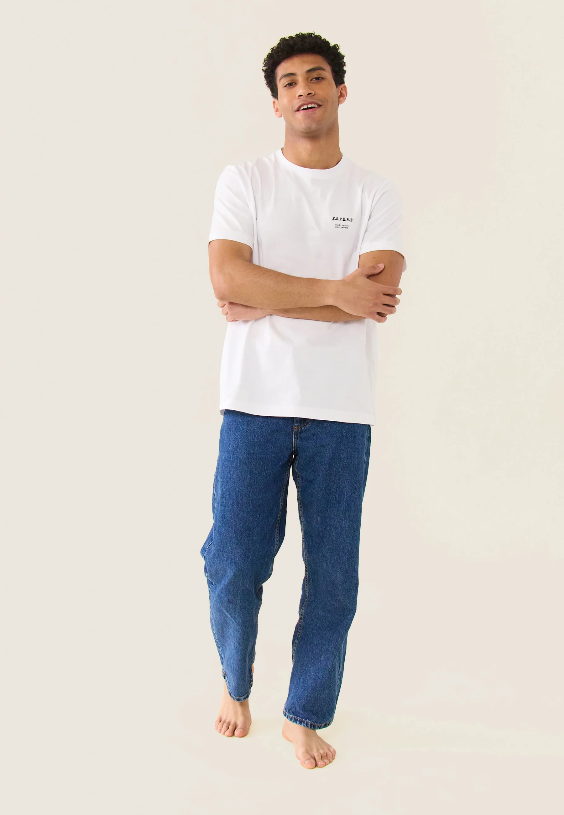 T-shirt mixte col rond en coton-Jean-P Blanc Espère