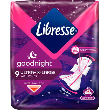 Libresse Ultra Thin Goodnight Extra Wing Maandverband 9 Stuks