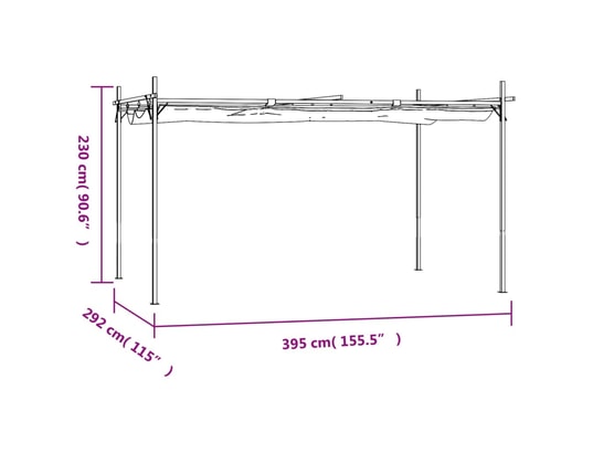 VIDAXL - Pergola avec toit rétractable crème 395x292x230 cm