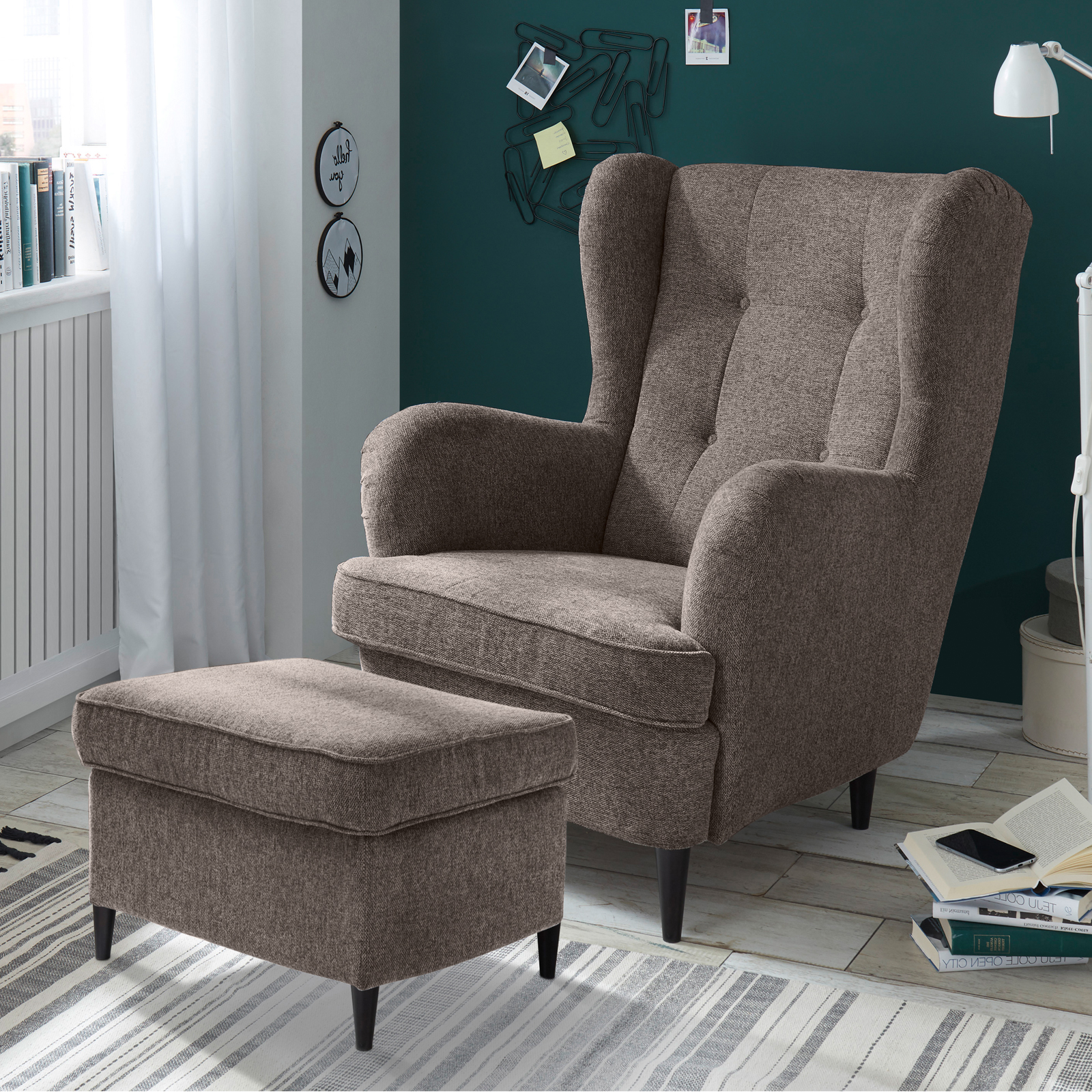 Hocker - espresso - Webstoff