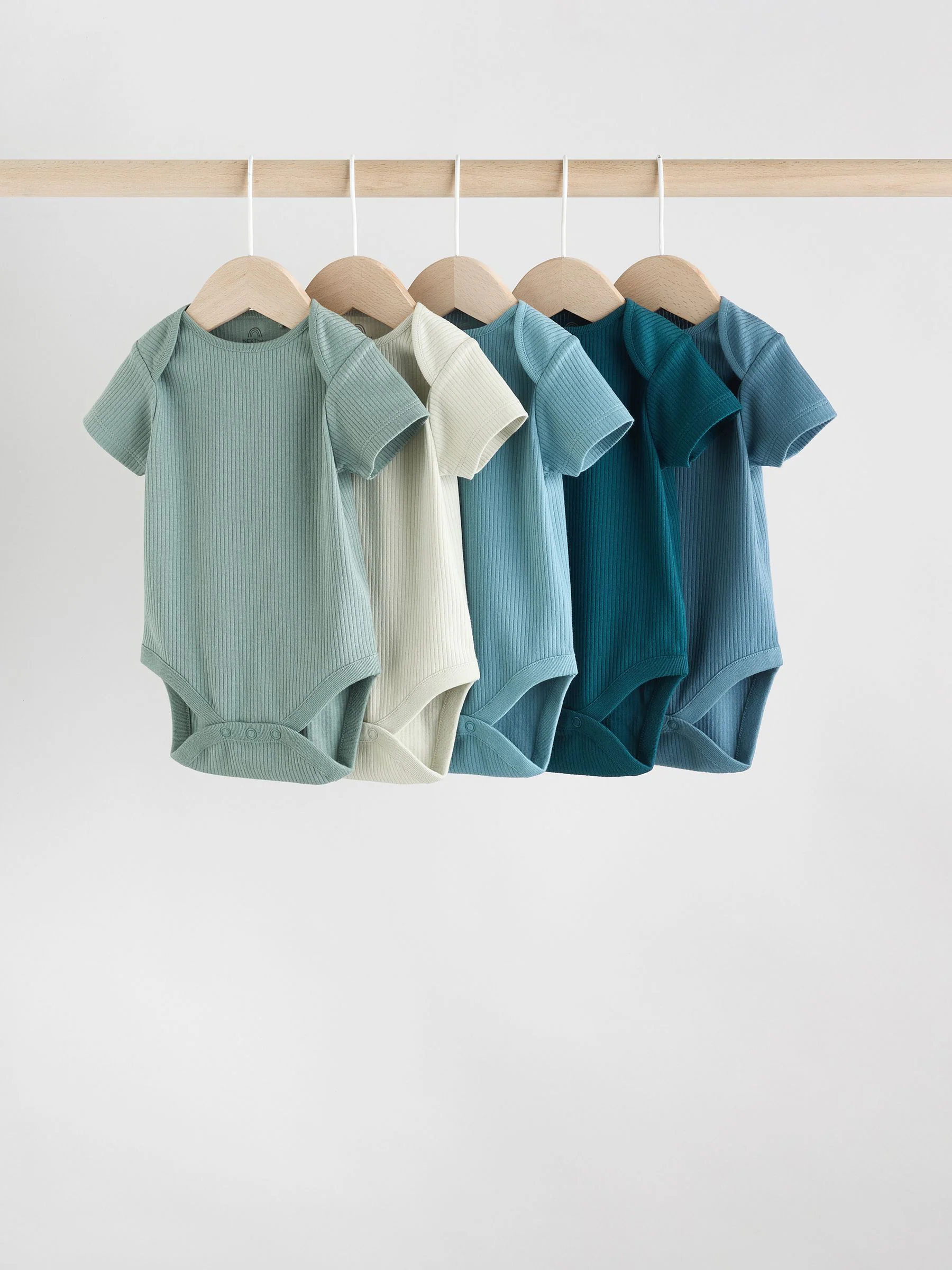 Blauw - Set van 5 babyrompertjes met korte mouwen