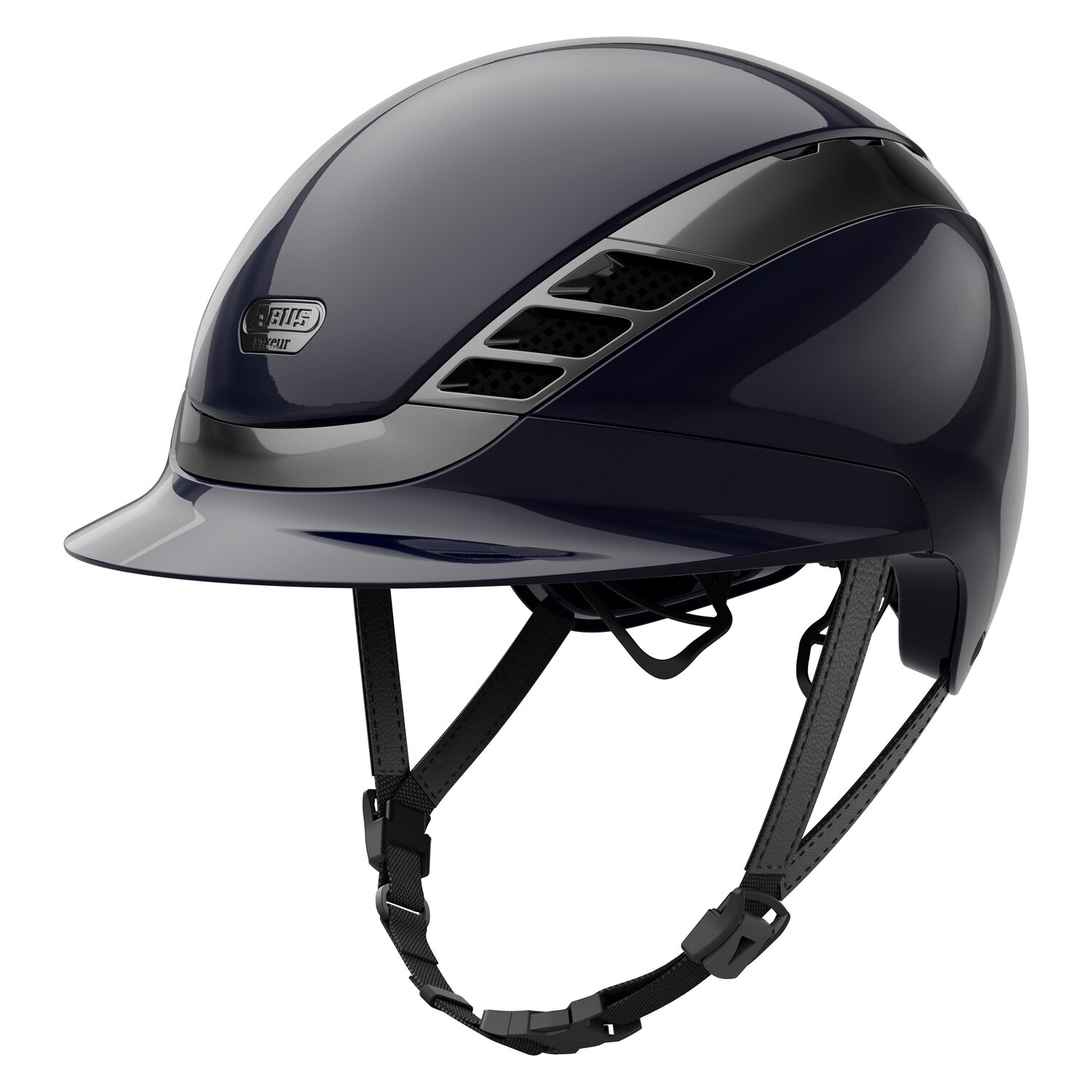 ABUS PIKEUR Reithelm AirLuxe Chrome  - shiny blue