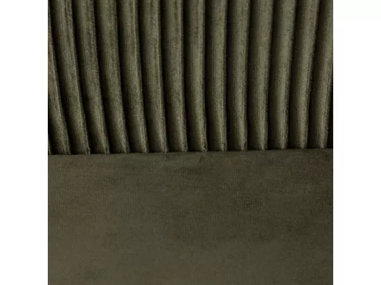 Fauteuil en Velours Vert Kaki plissé et pieds en métal noir