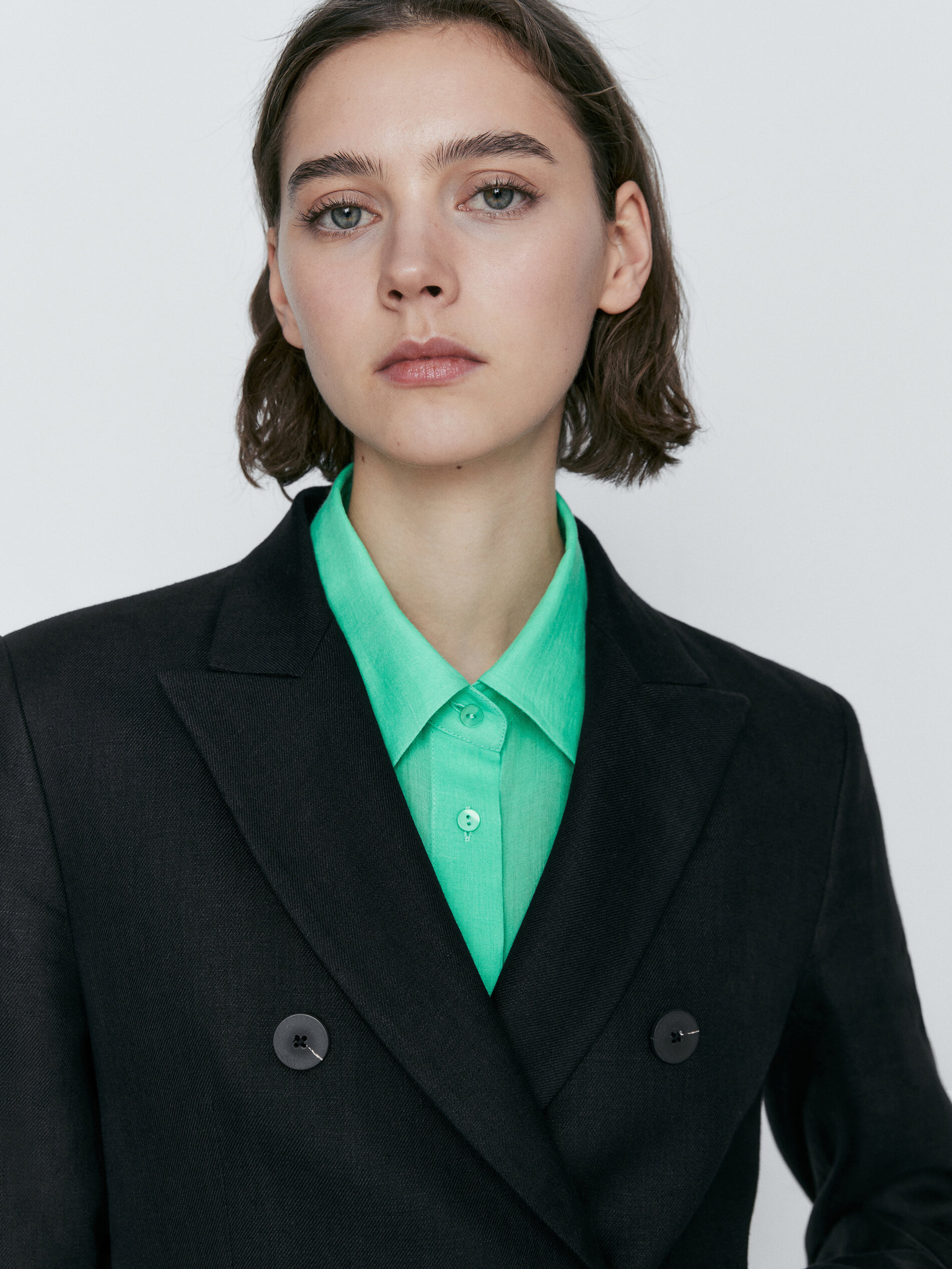 Americana traje mezcla linho stretch - PRETO