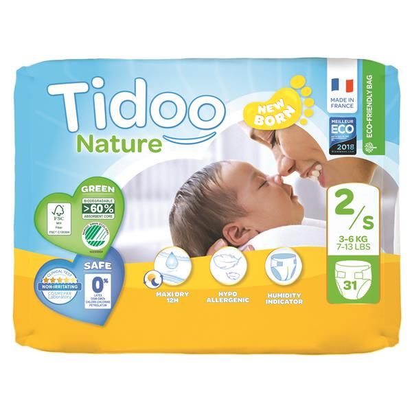 Fraldas Ecológicas Recém-Nascido Tam.2S (3-6Kg)X31