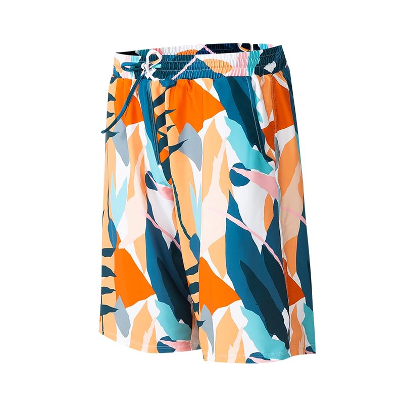 SANQI - Bijpassende zwemshorts met lange mouwen, patroonprint, rits, rashguard en trekkoord in de taille (verschillende ontwerpen)