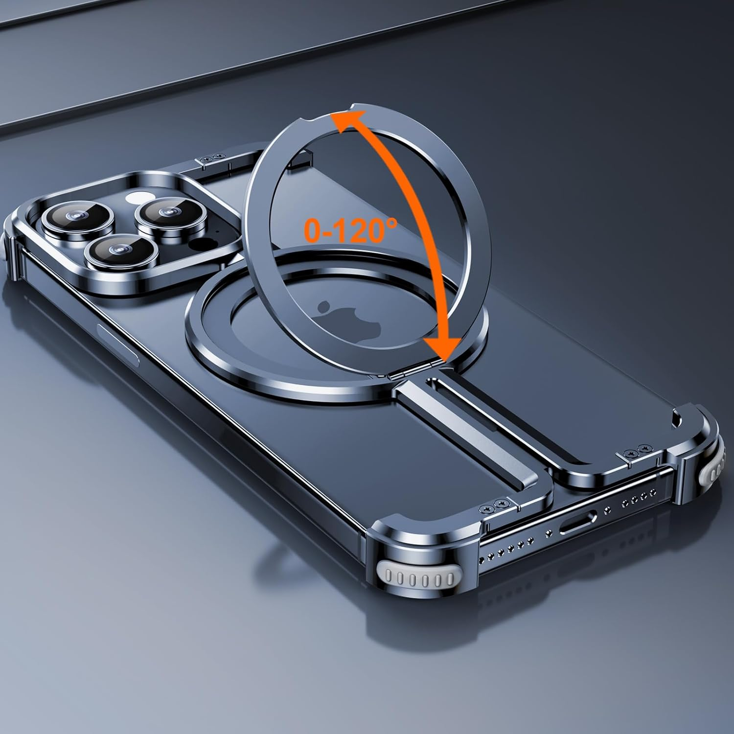 iPhone 15 Pro MagSafe Alu Slim Case Hülle mit Rahmenlosen Bumper - Dunkelblau