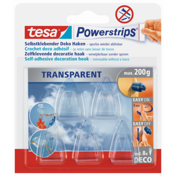 Tesa Powerstrips met haakje transparant (5 stuks)
