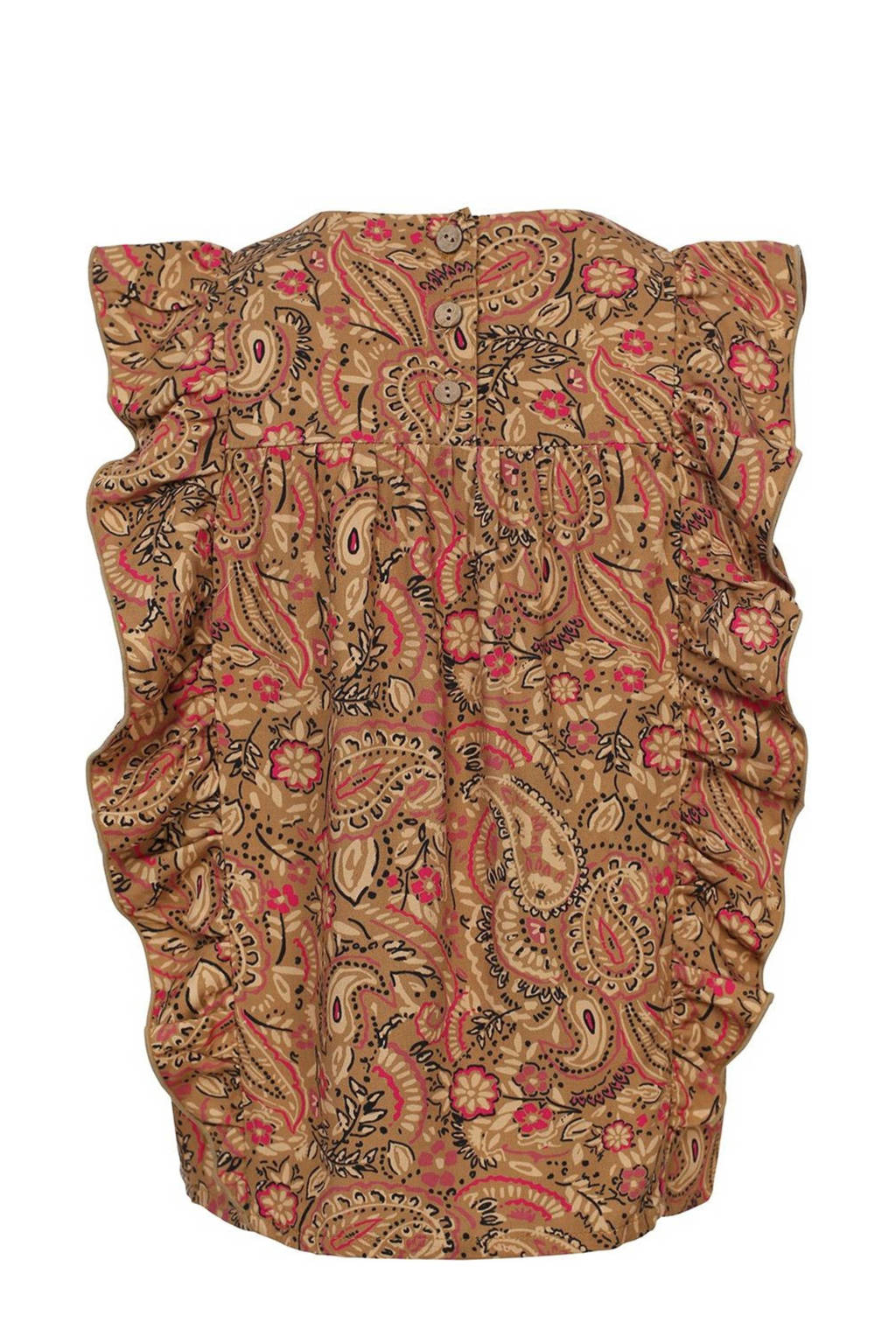 LOOXS top met paisleyprint en ruches bruin/roze
