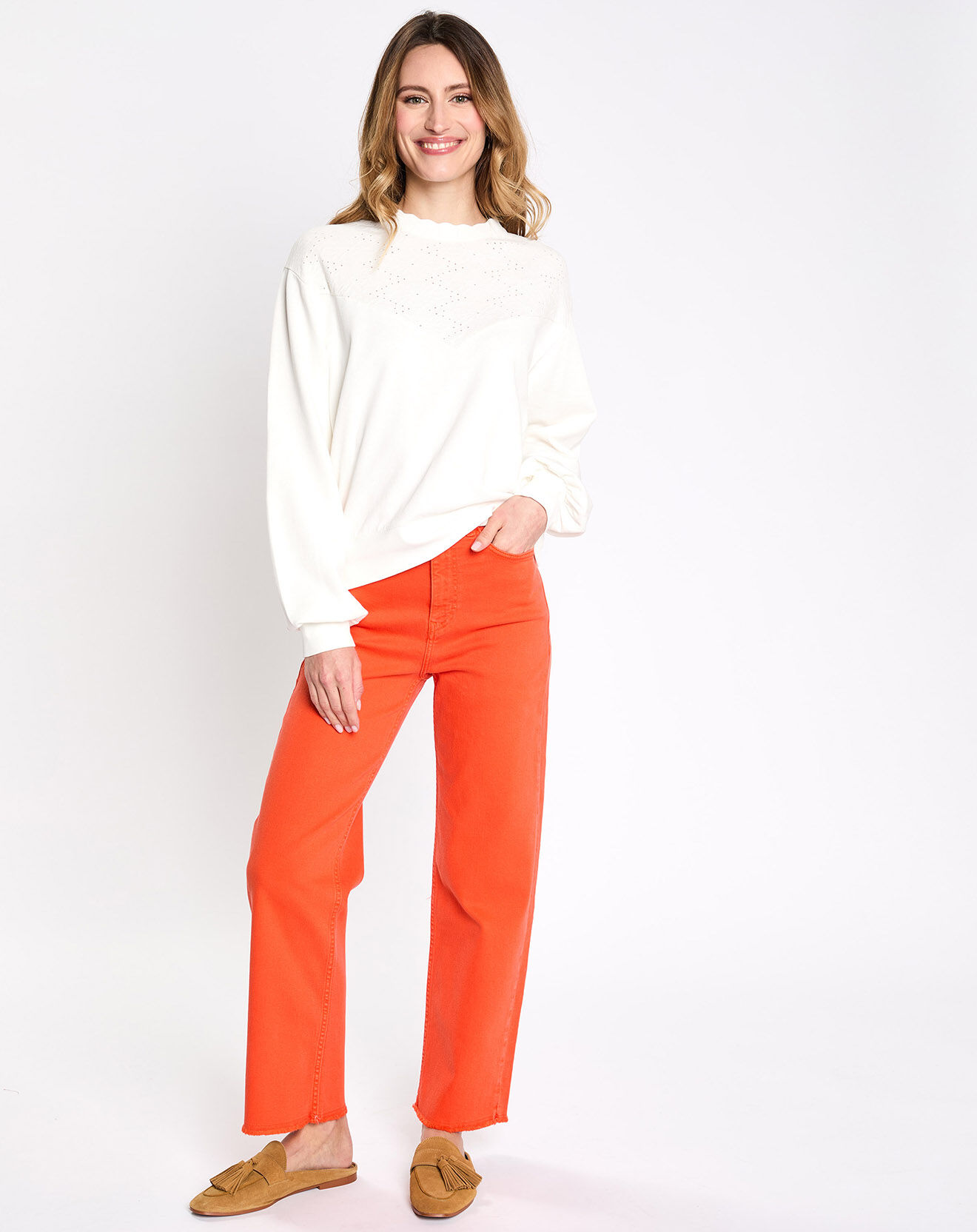 Esprit Jean 80's bord franc orange vif
