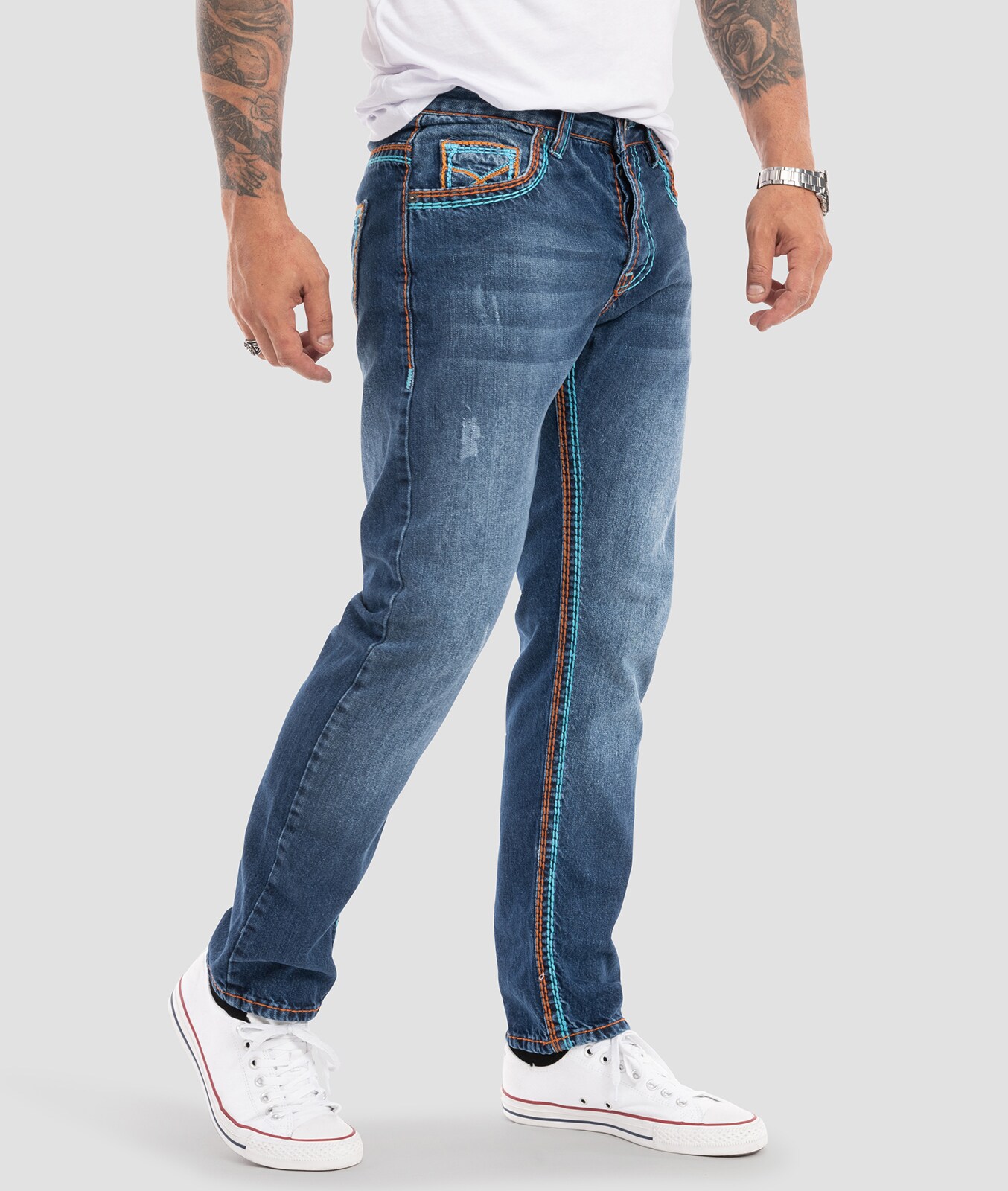Rock Creek Jeans Comfort Fit dicke Nähte Loose Fit
