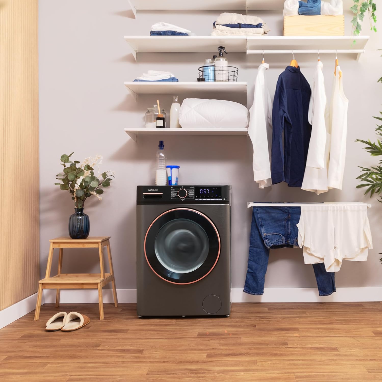 Cecotec Lave-linge 8 kg Bolero DressCode 8610 Inverter Steel A. Chargement Frontal, 1400 RPM, SteamMax, Motor Inverter Plus, 15 Programmes, OnSmart, Stop&Go, DrrumClean, Caoutchouc Antibactérien