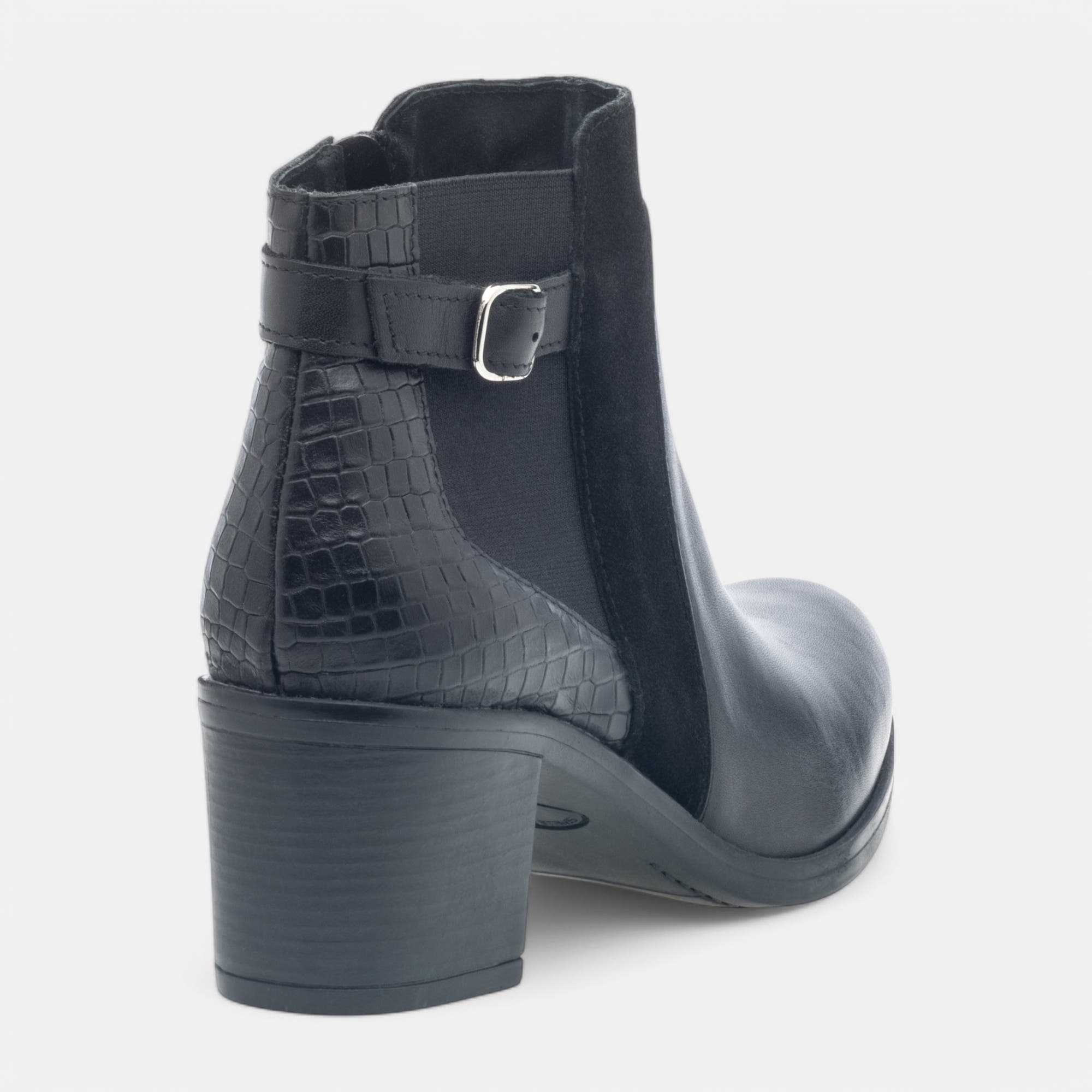Bottines à talon Femme en cuir noir