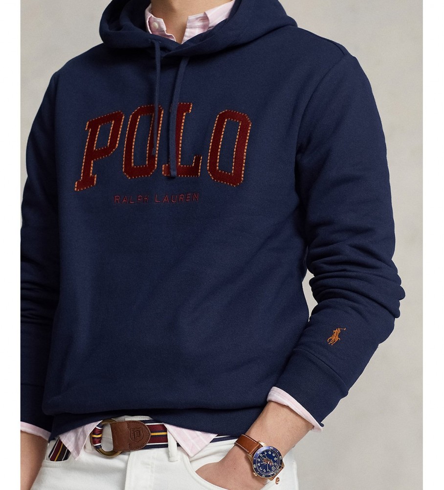 Moletom com capuz Ralph Lauren Logo Fleece azul marinho
