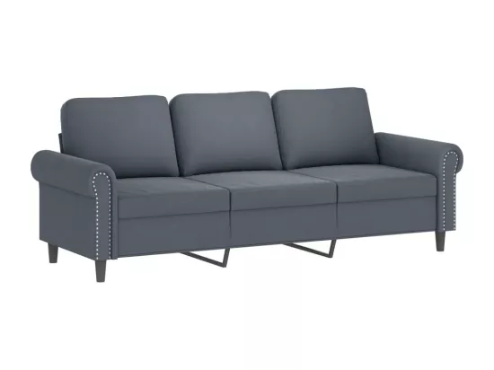 Canapé 3 places avec oreillers gris foncé 180 cm velours