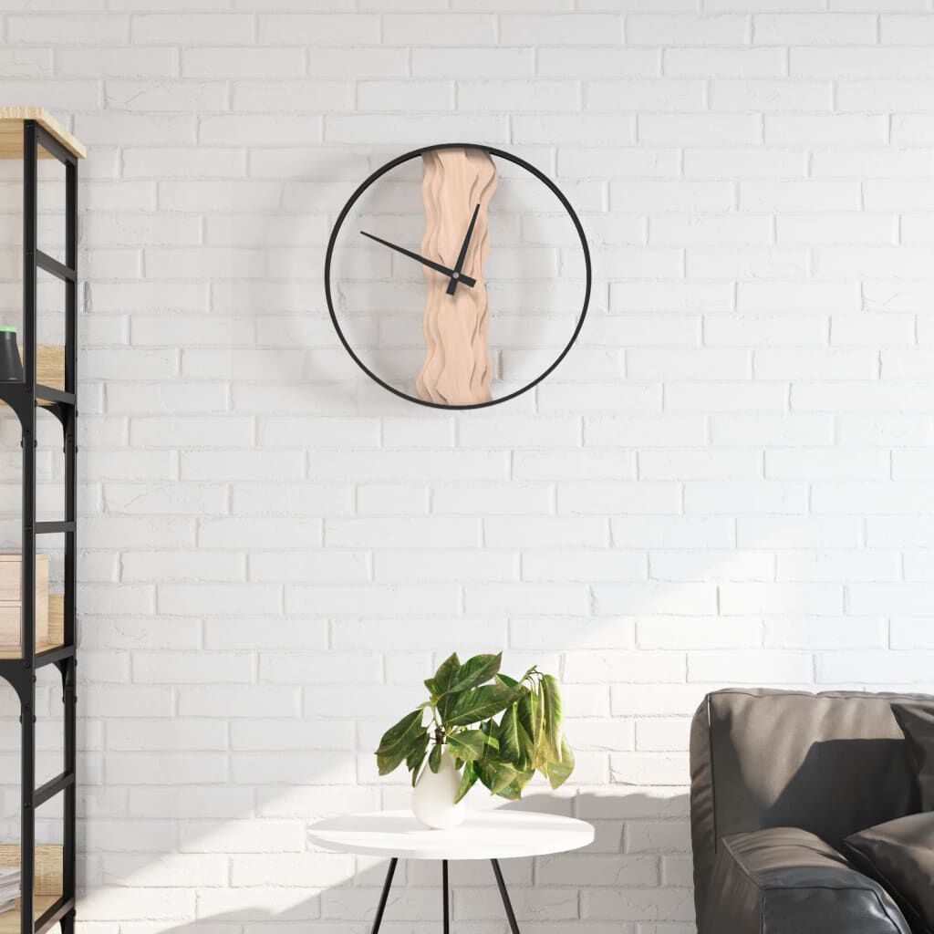 vidaXL Wandklok Bruin Ø35 cm IJzer en Eikenhout