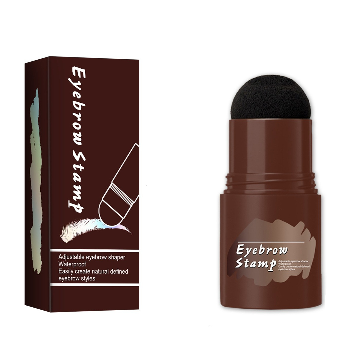 (13-tlg. Set) Augenbrauen Puder Stempel inkl. 10 verschiedene Schablonen und 2 Augenbrauen Bürsten - Dunkelbraun