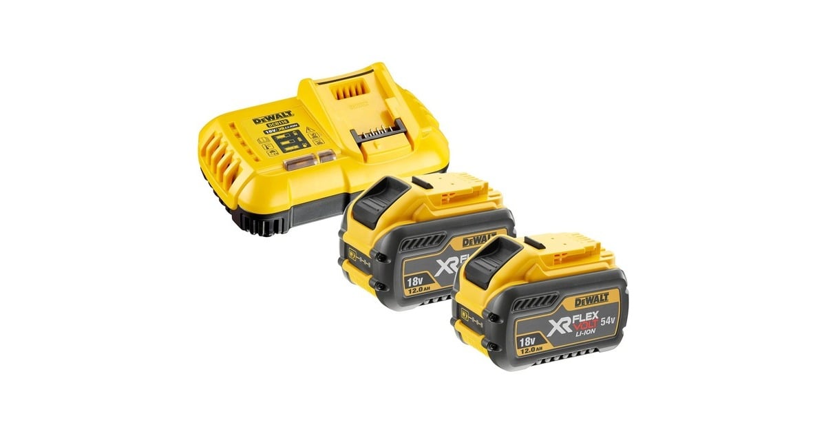 DEWALTDCB118Y2T-QW Accu Starterset  (Zwart/geel, Incl. 1x T STAK™-Box II, 2x DCB548 XR Flexvolt 54 Volt / 216 Wh Li-Ion Accu)