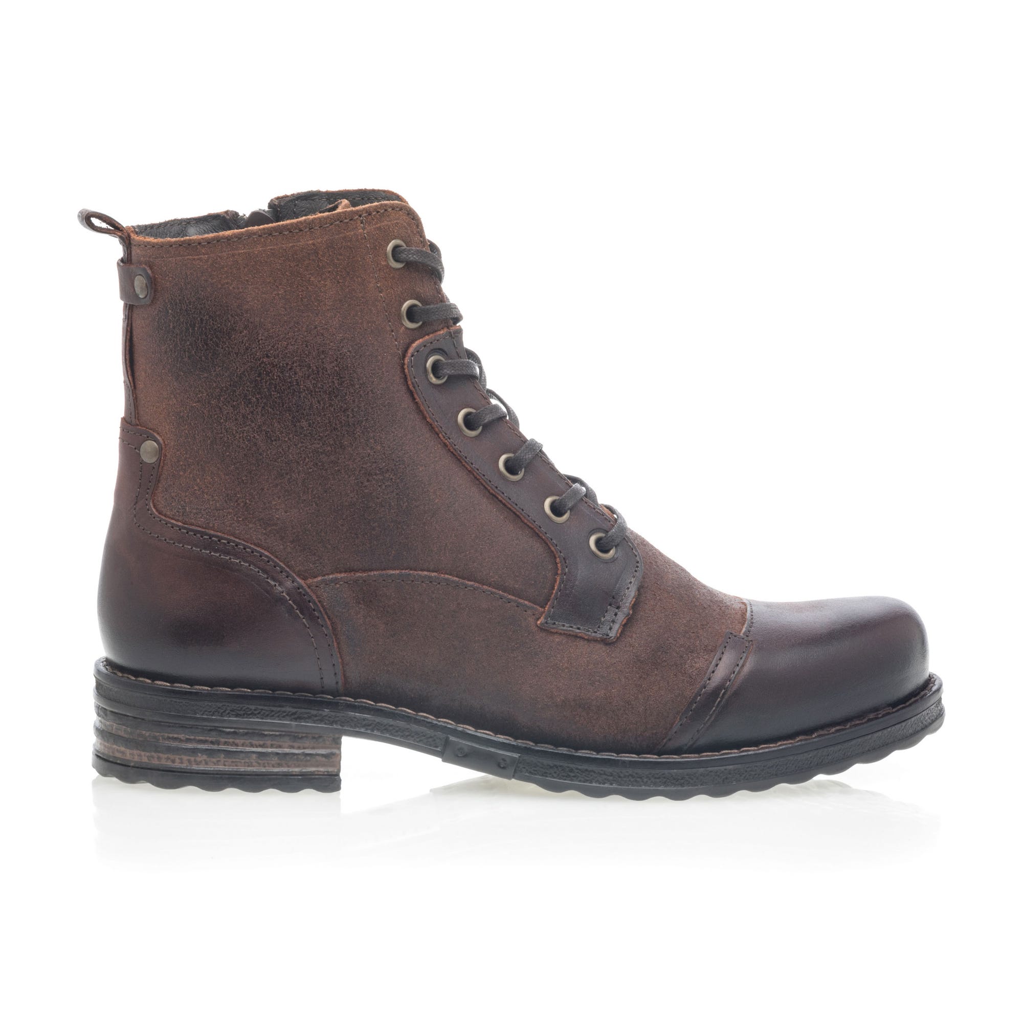 Bottines à lacets Femme en cuir cognac