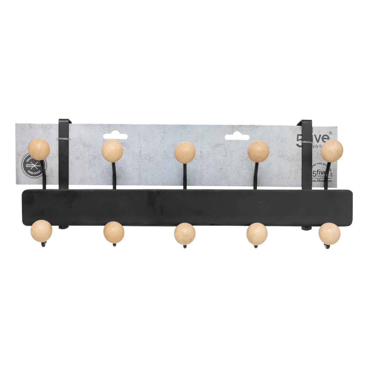 PATERE DE PORTE BOULES METAL AVEC 10 TETES BOIS