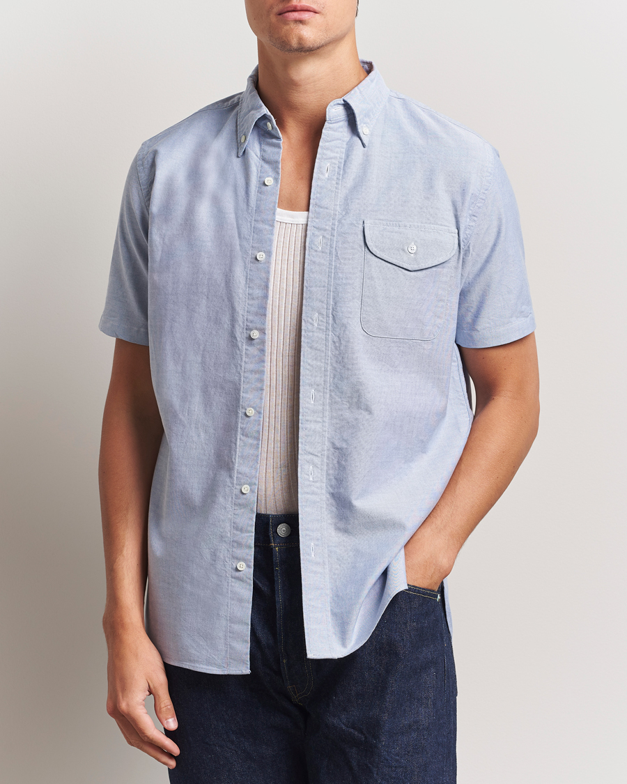 BEAMS PLUS Short Sleeve Oxford Shirt Light Blue