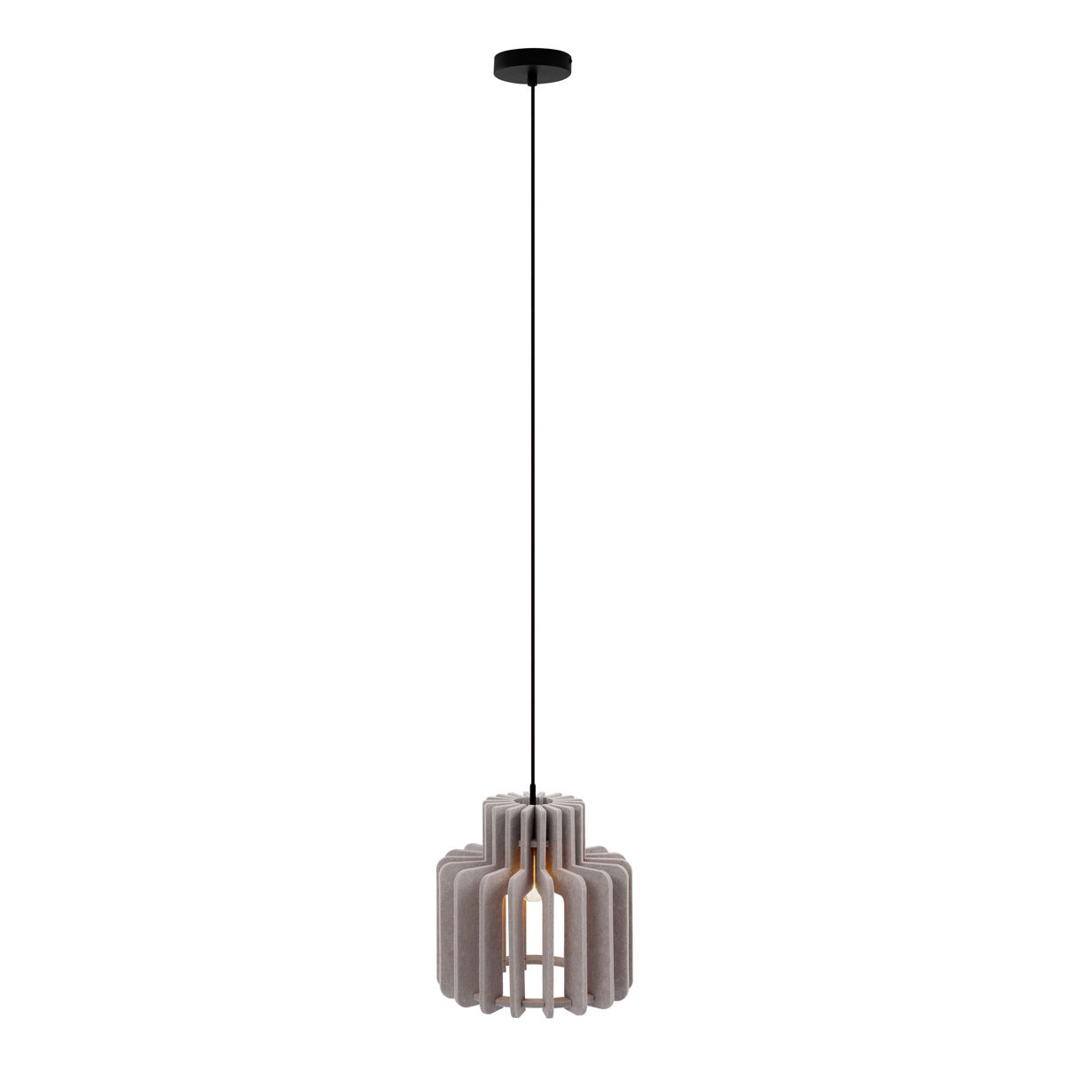 Retro hanglamp zwart met taupe kap - Felt
