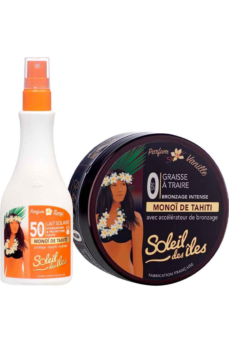 Graisse à traire & lait protecteur en spray SPF 50 - Parfum des îles & vanille - 2 x 150 ml