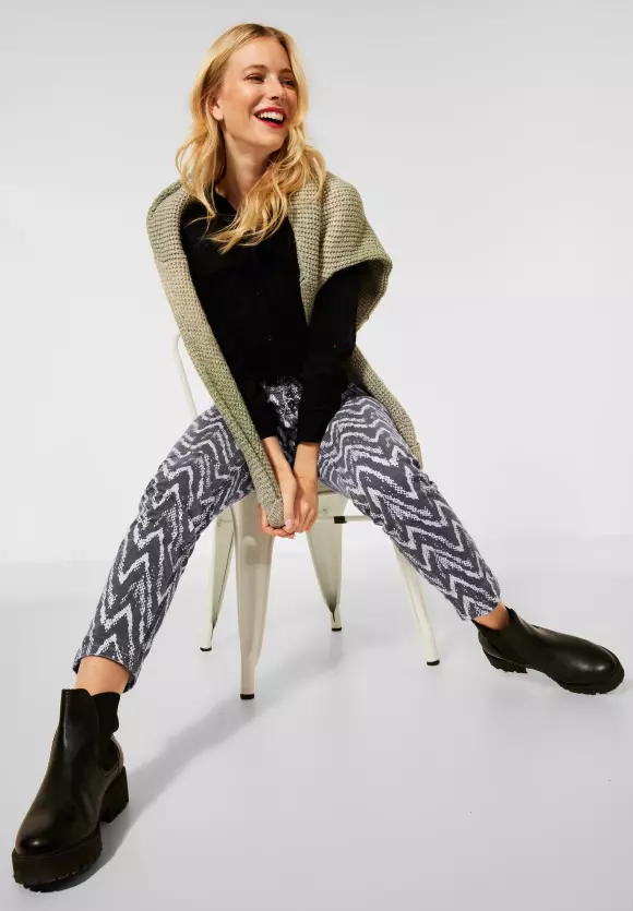 Casual Fit Denim mit Print - black white aop