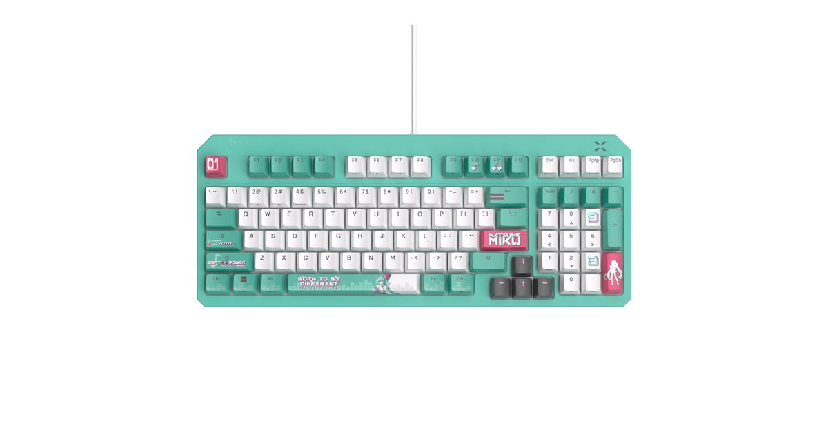 ASUSTUF Gaming K3 Gen II Hatsune Miku Edition, gaming toetsenbord  (Turquoise/wit, US lay-out, opto mechanisch, 96%, RGB)