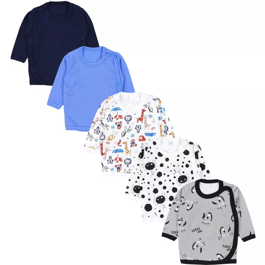 TupTam Baby Jungen Wickelshirt Langarm 5er Set blauweiß