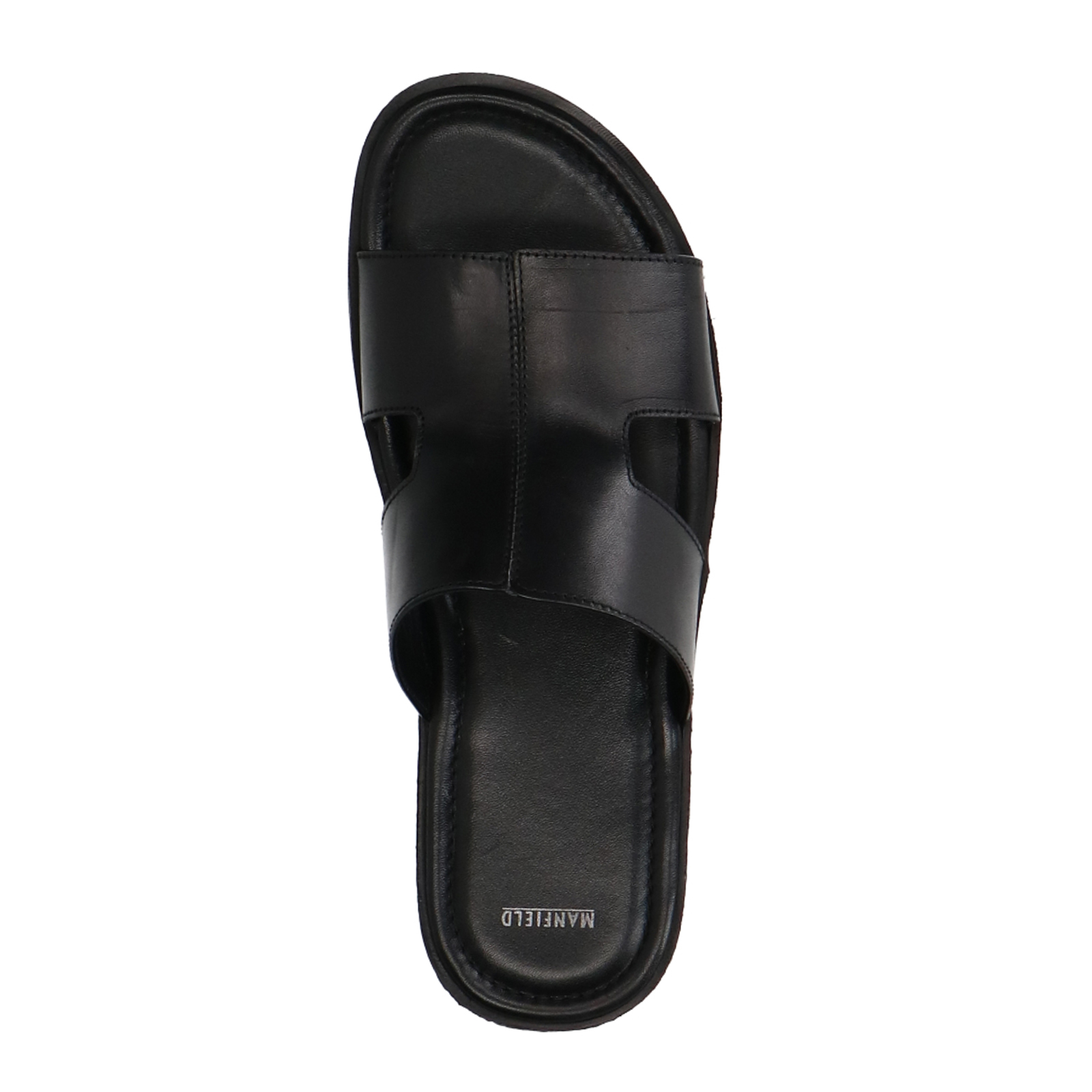 Zwarte leren slippers