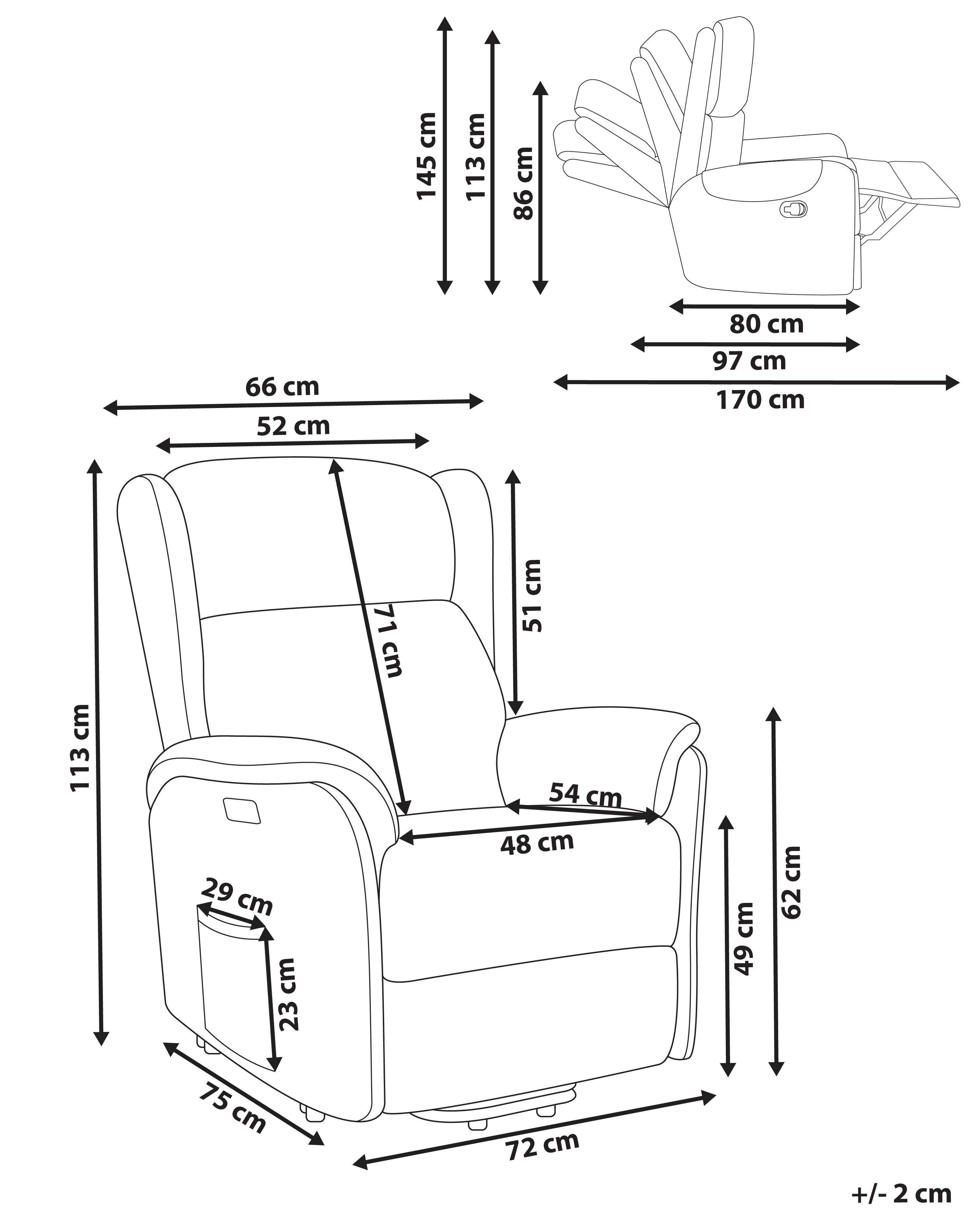 Elektrische relaxfauteuil ELEGY inclusief voetensteun Stof Lichtgrijs