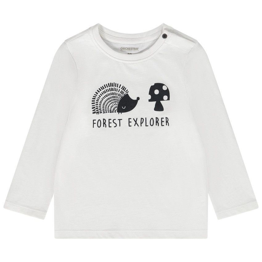 T-shirt manches longues en jersey print fantaisie pour bébé garçon - Ecru