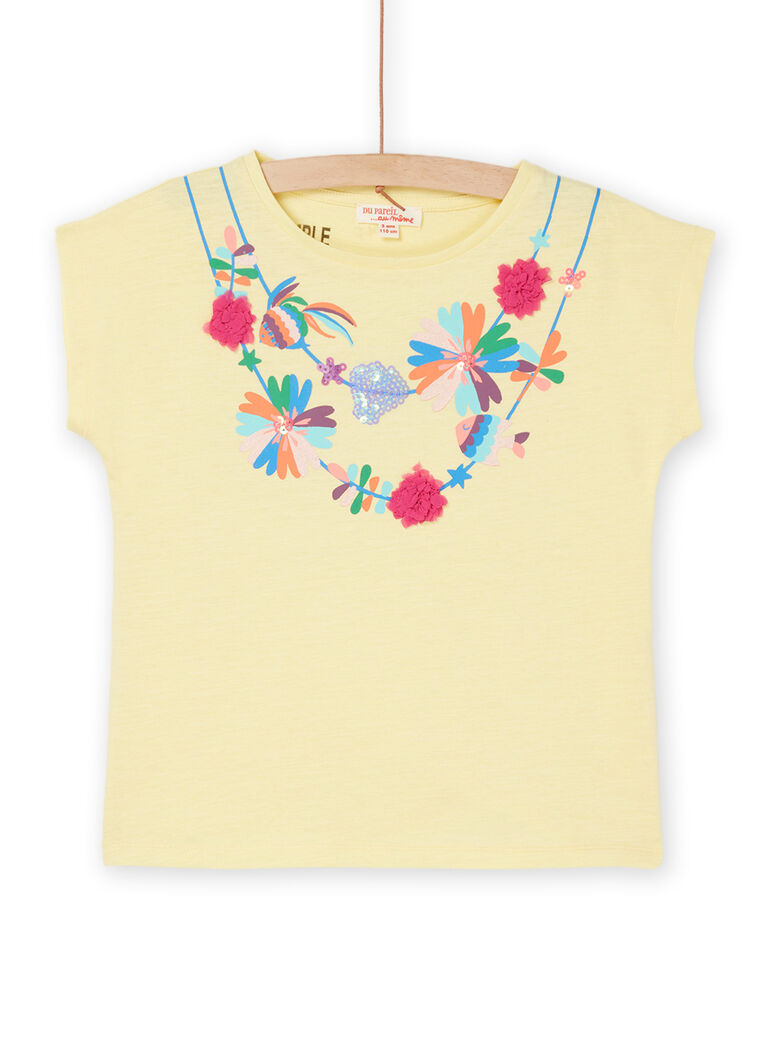 T-shirt jaune mimosa à manches courtes