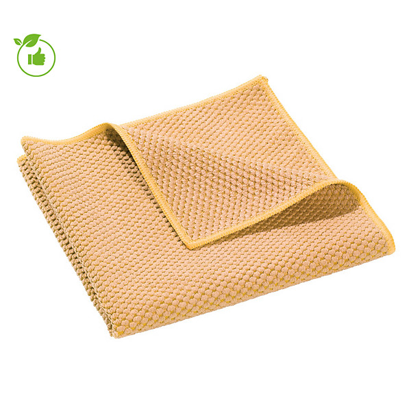 Lavettes microfibres recyclées jaunes, lot de 5