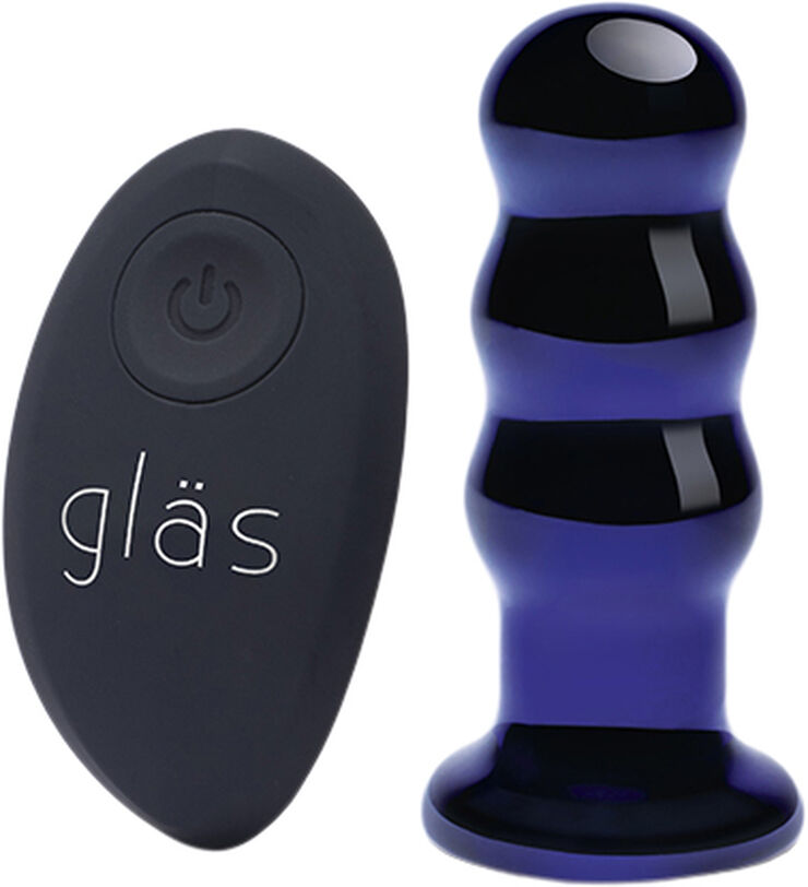 Gläs GLAS - RECHARGEABLE REMOTE CONTROLLED VIBRATING BEADED BUTTP Black
