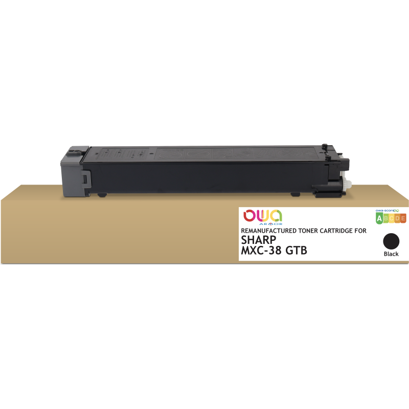 Toner remanufacturé OWA - standard - Noir - pour SHARP MXC-38GTB, SHARP MXC-38GTB