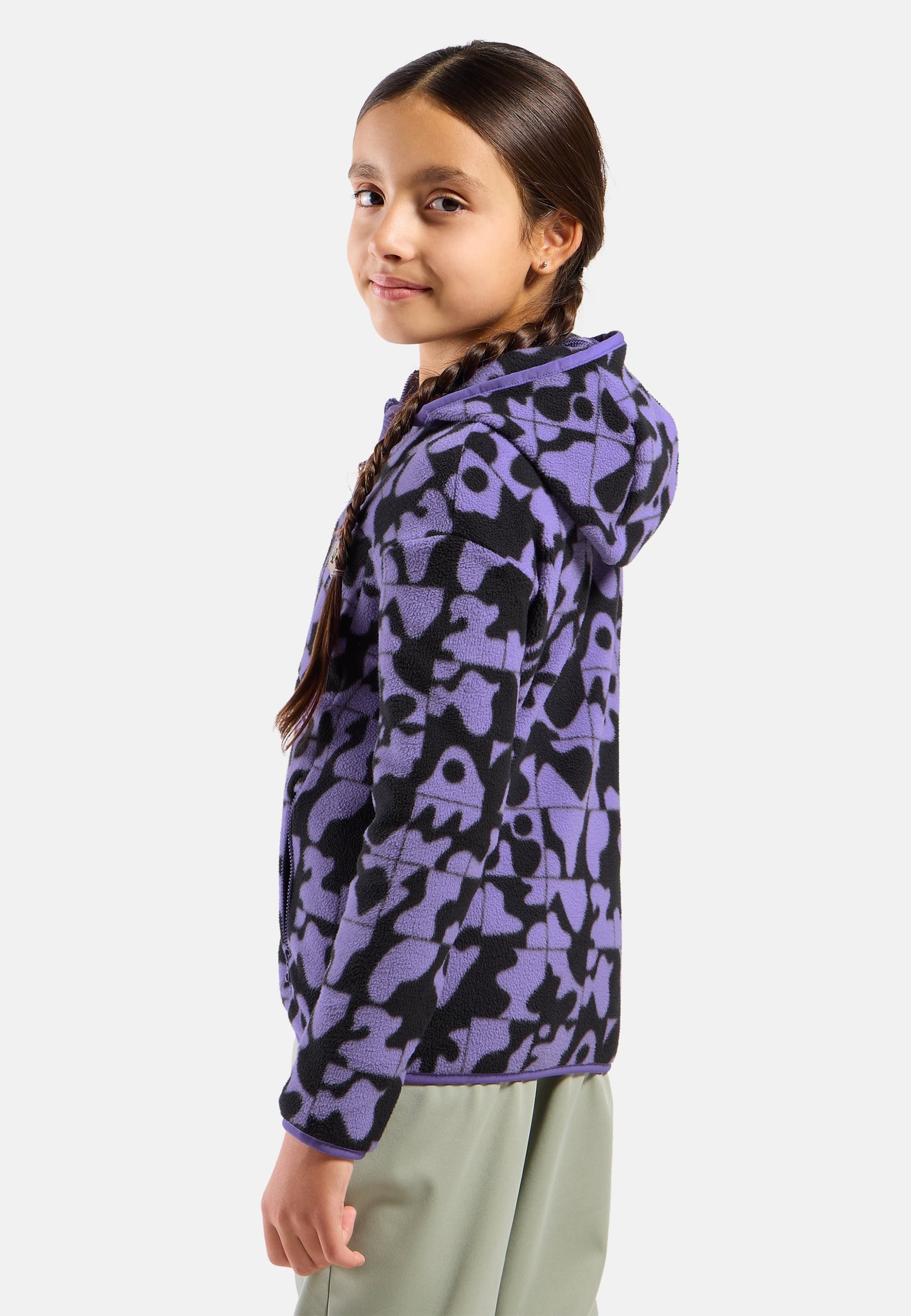 Adventurer Fleecejacke mit Kapuze und Print in afterparty